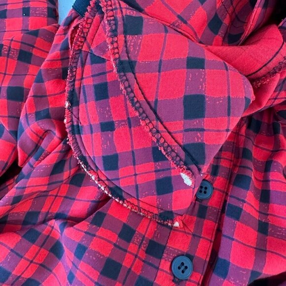 Vintage Clues Collection Shirtdress Plaid Long Sleeve Red Black Pockets - Picture 14 of 16